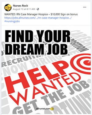 Sponsored Job Recruitment Social Media Marketing example