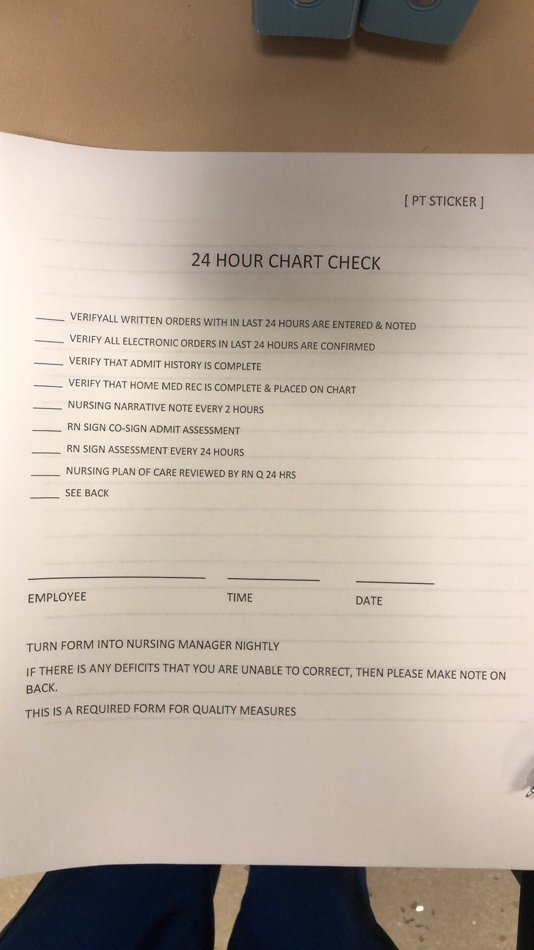 24 Hour Chart Check Nursing
