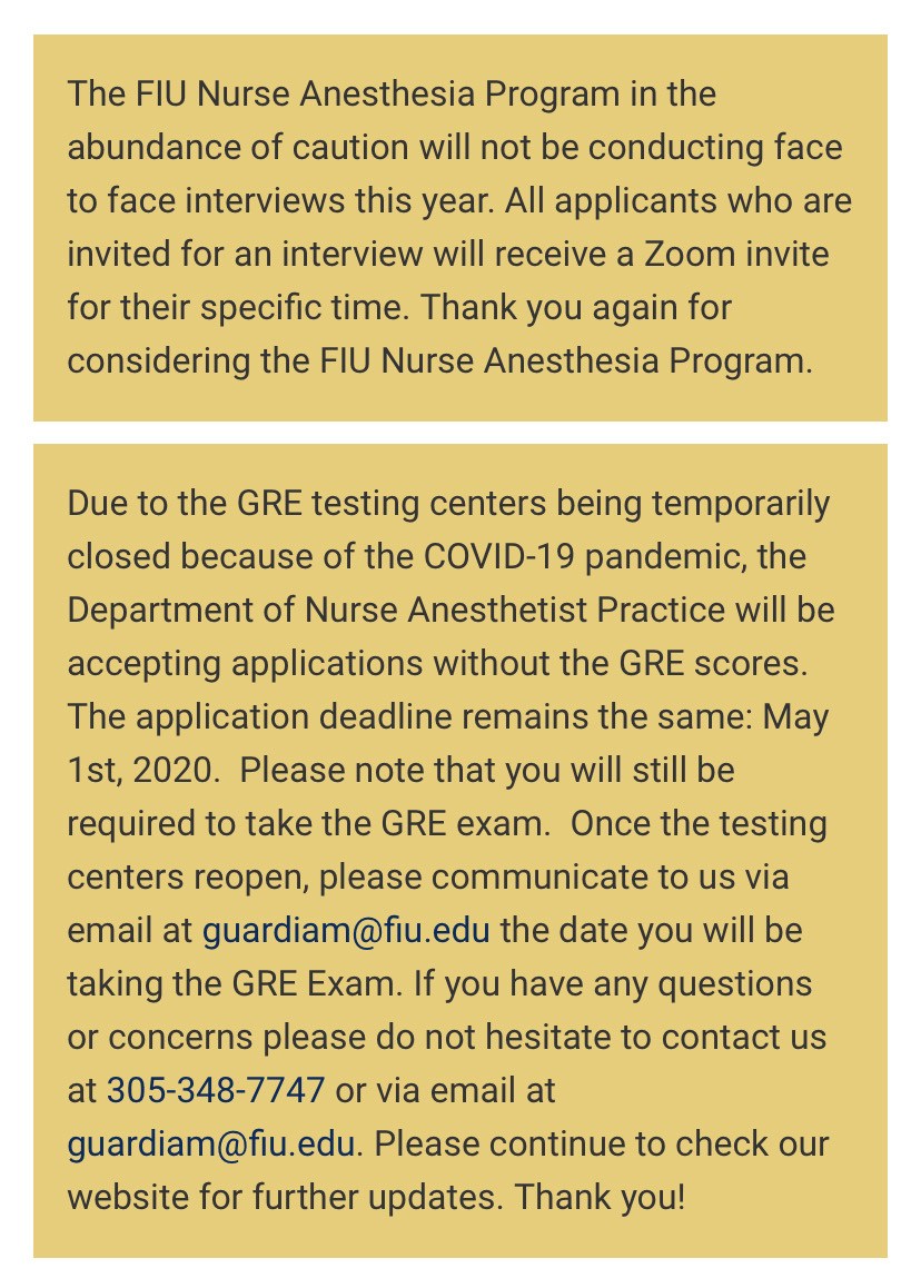 FIU CRNA 2021 Applicants - Page 2 - Student Registered Nurse Anesthetist