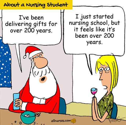 Santa Claus, I just started nursing school, but it feels like it's been over 200 years.